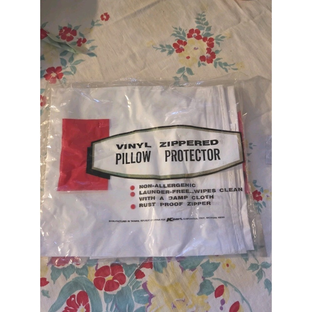 Vtg Kmart Perfect Fit Permanent Press Zippered King Pillow Protector, 21 x 27